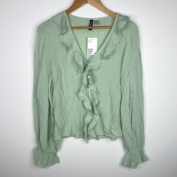 NWT H&M Divided Seafoam Green Peasant Blouse - Picture 7 of 8